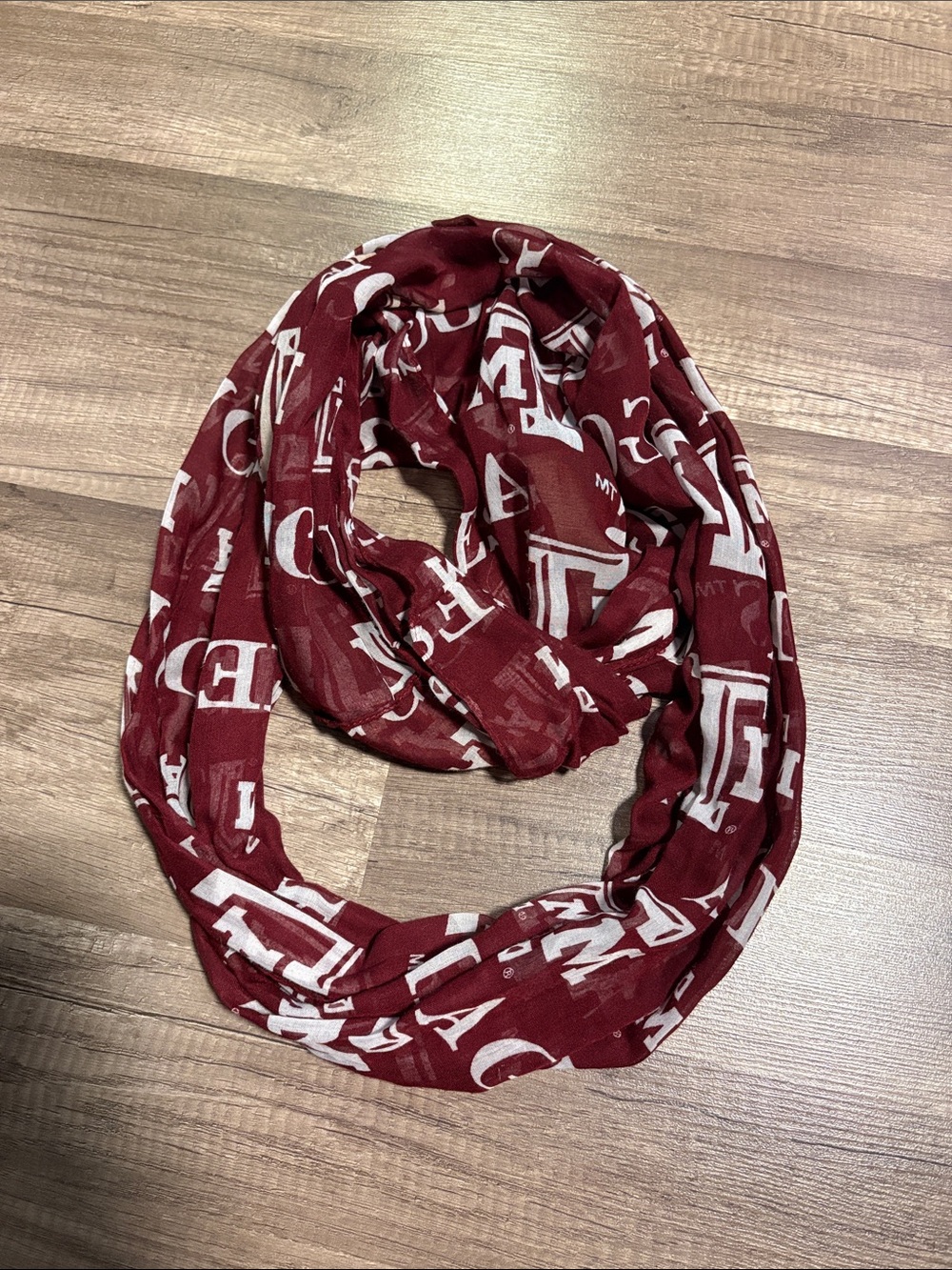 ATM Maroon Logo Scarf with White Lettering